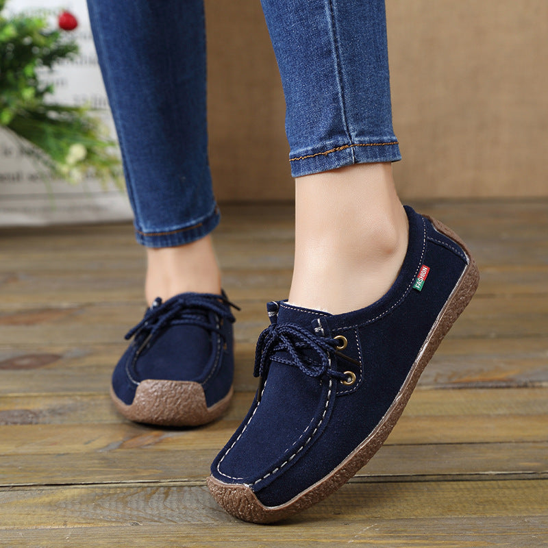 Frosted Lace-up Flat Sneakers