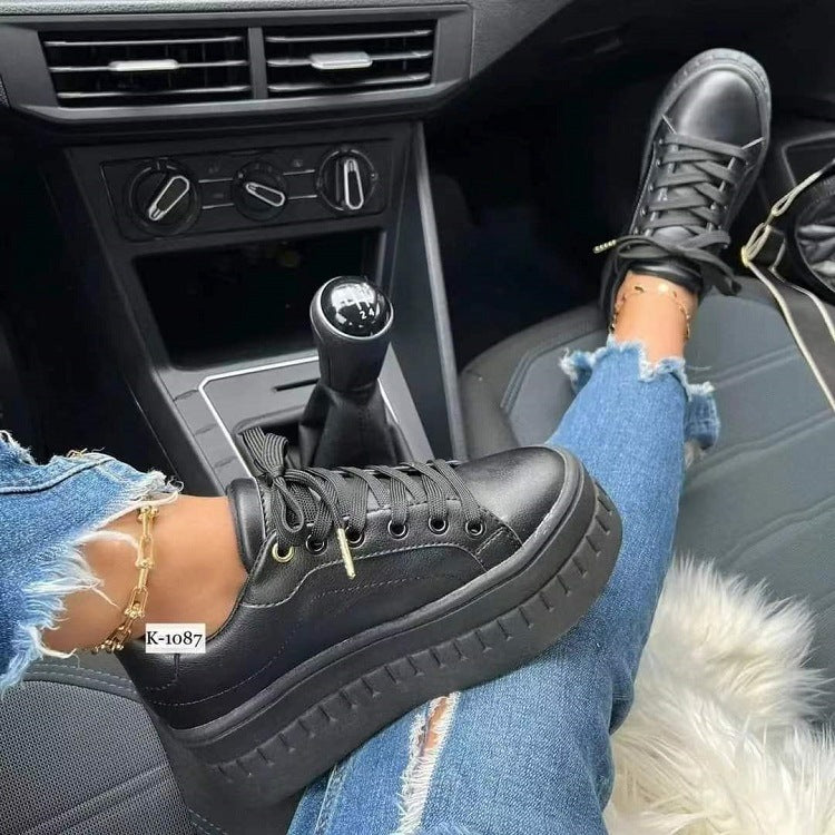 Chunky Heel  Lace-up Sneakers