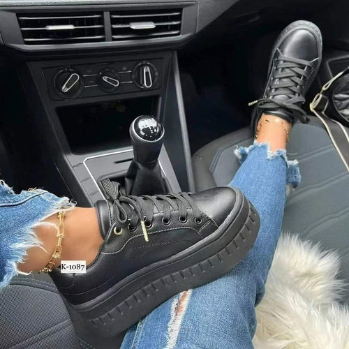 Chunky Heel  Lace-up Sneakers