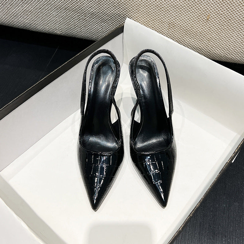 Snakeskin Stiletto Pointed-Toe Heels