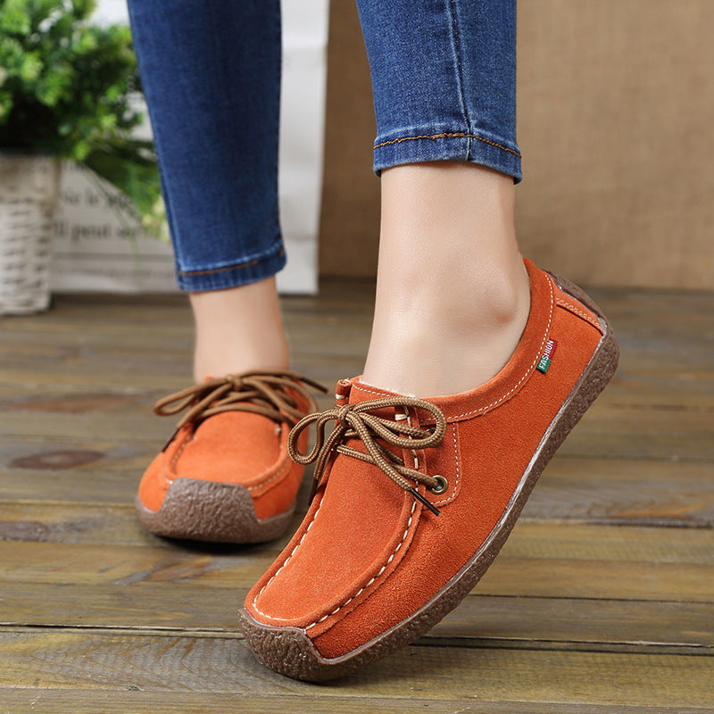Frosted Lace-up Flat Sneakers