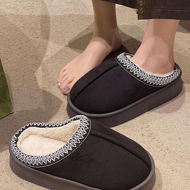 Suede Stitch Cotton Slippers