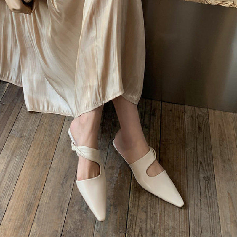 Vintage Style Pointed Toe Single Strap Flats