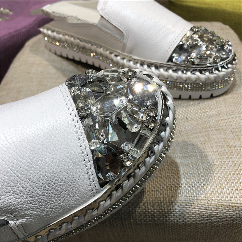 Rhinestone Toe Platform Slippers