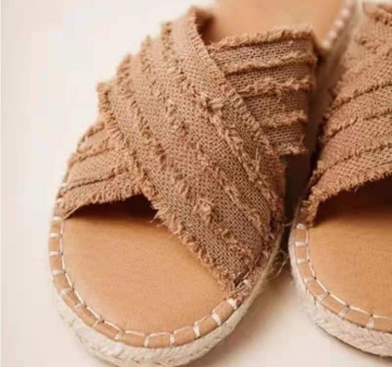 Toe Tassel Cross Strape Slippers
