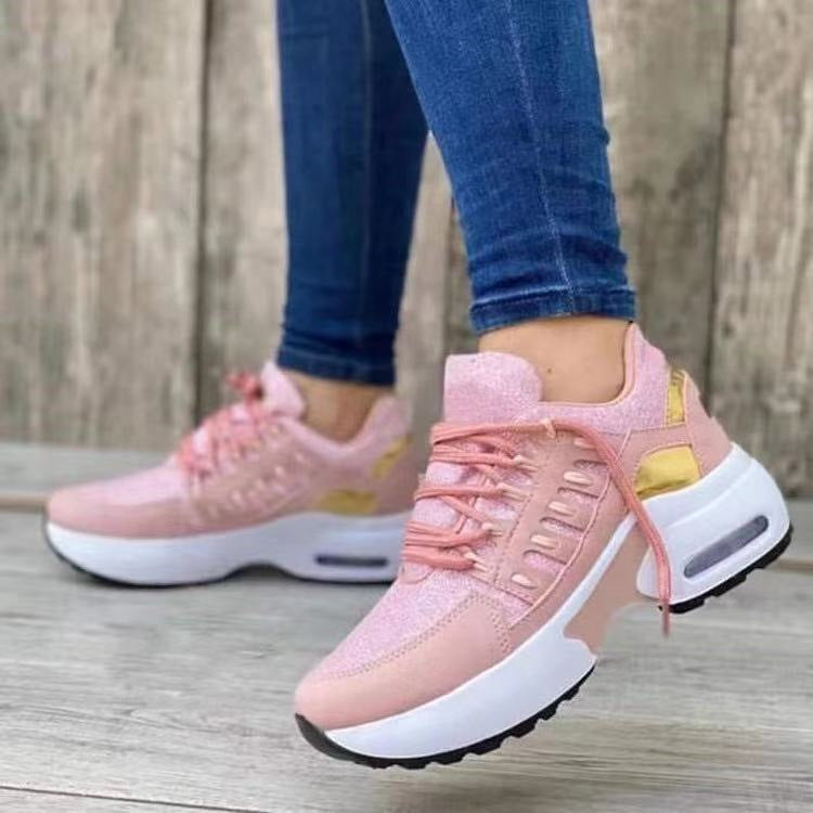 Wedge Running Sports Lace Up Sneakers