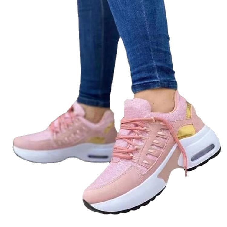 Wedge Running Sports Lace Up Sneakers