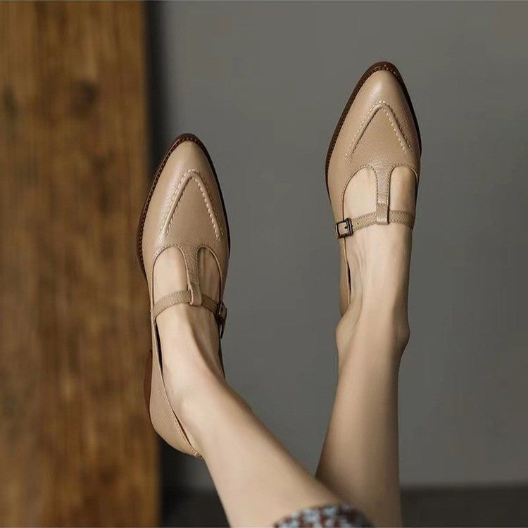 French Retro Pointed Toe Flats