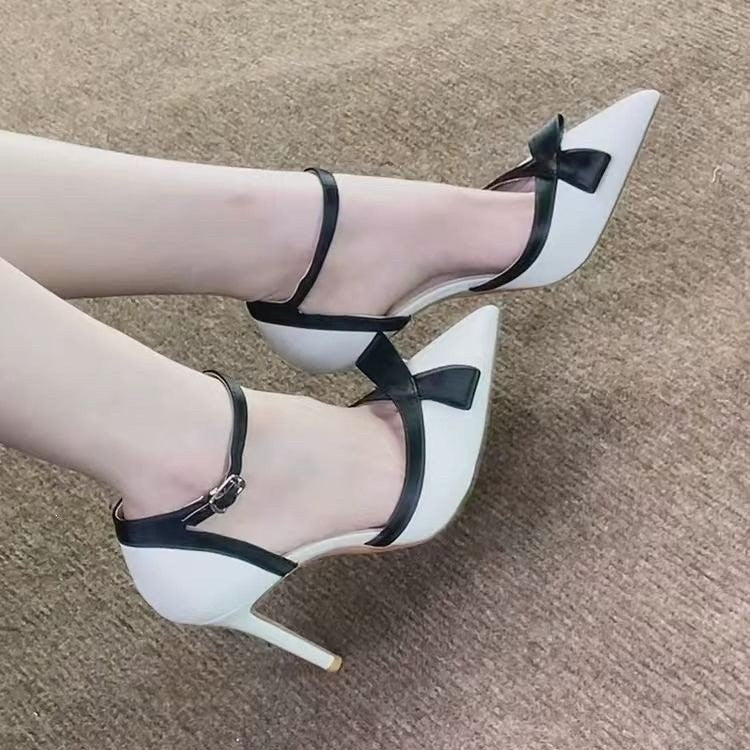 Little Black Dress Pointed-Toe Bow High Heels