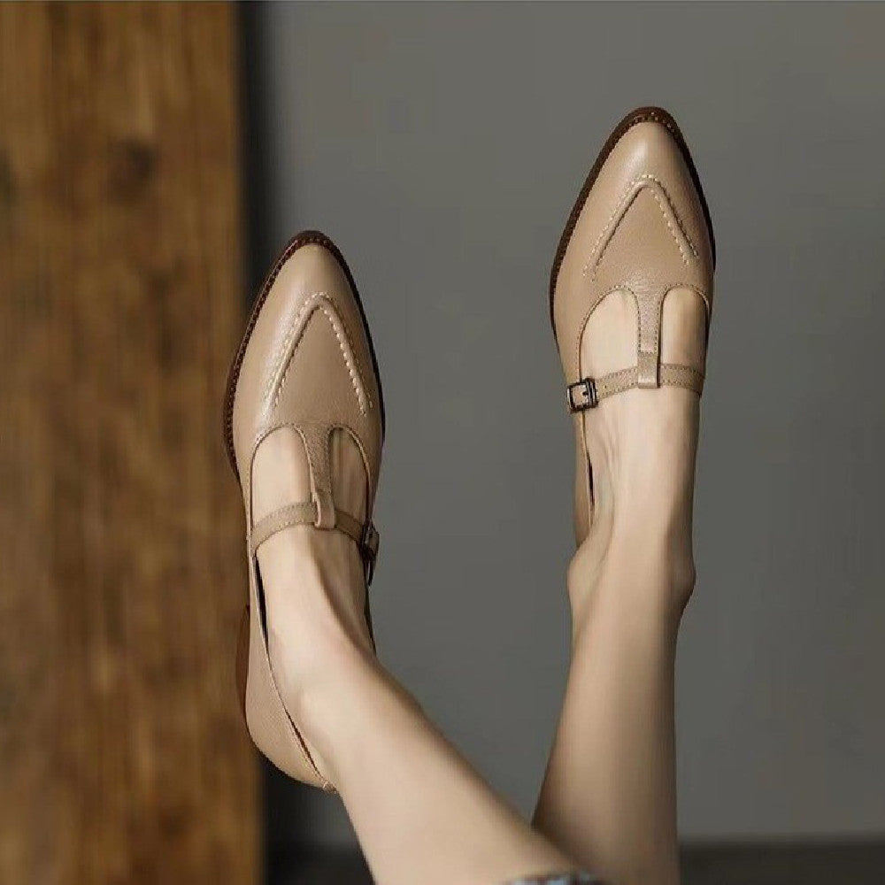 French Retro Pointed Toe Flats