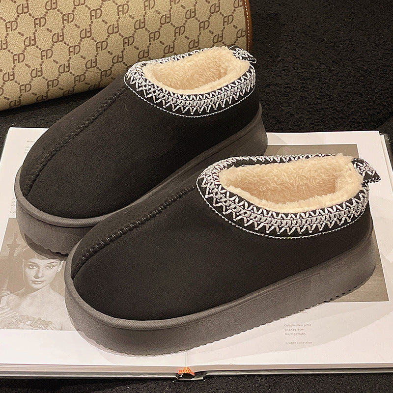 Suede Stitch Cotton Slippers