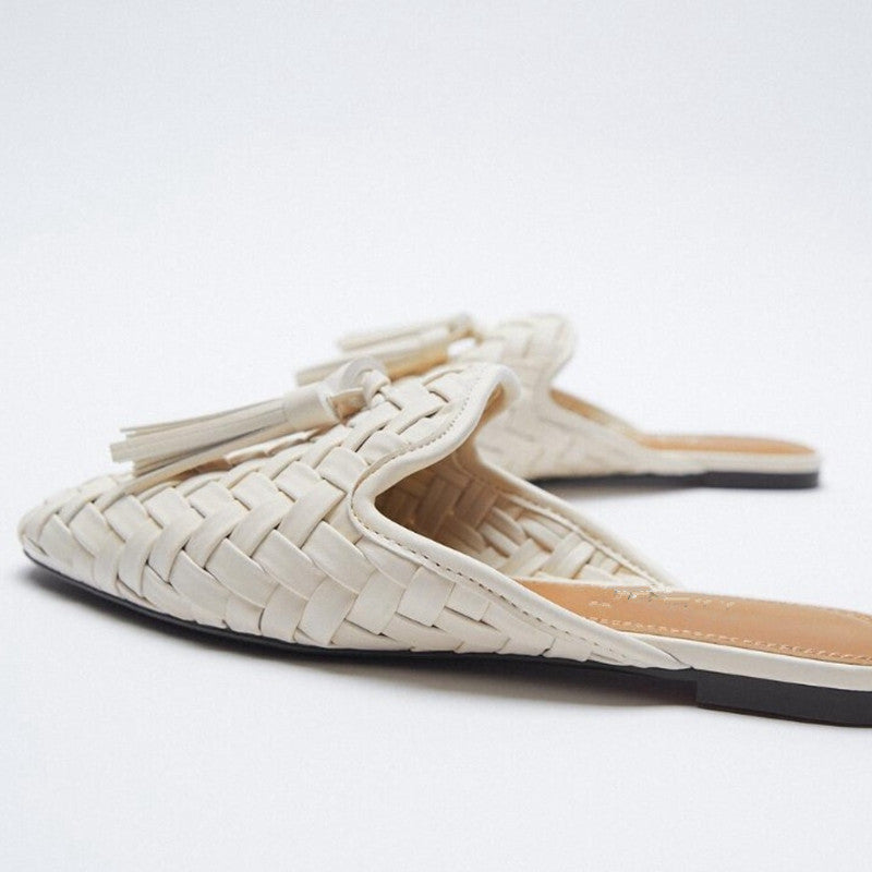 Hand-Woven Square Toe Slippers