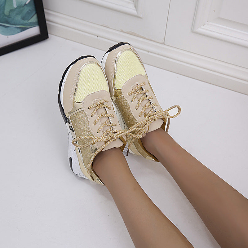 Lace Up Wedge Walking Sneakers