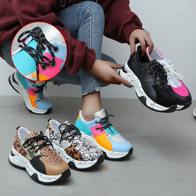 Leopard Print Lace Up Sports Sneakers