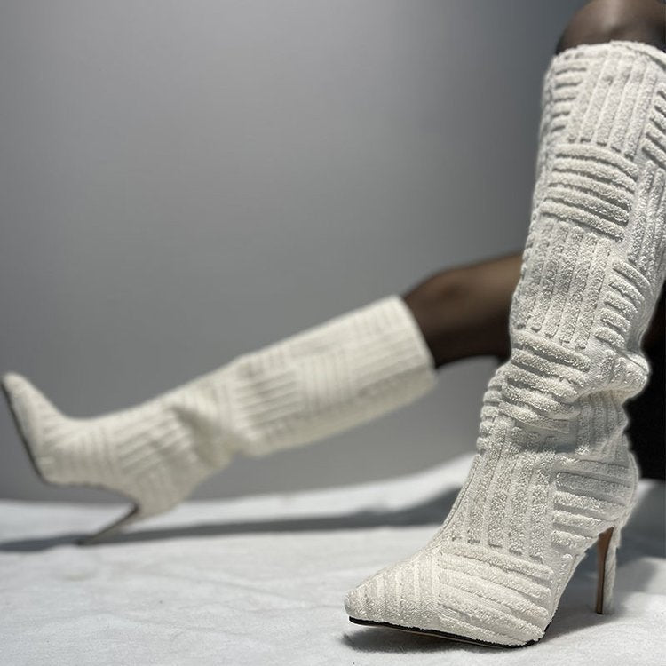 Pointed Toe Thermal Towel Boots