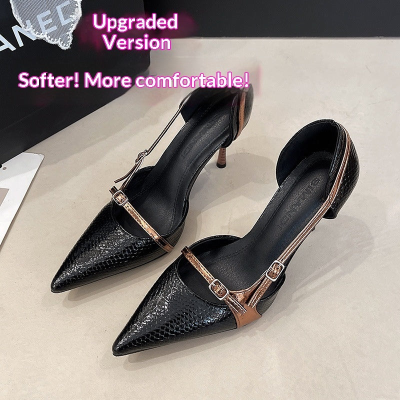 Cut-Out Snake-Print Stiletto Heels