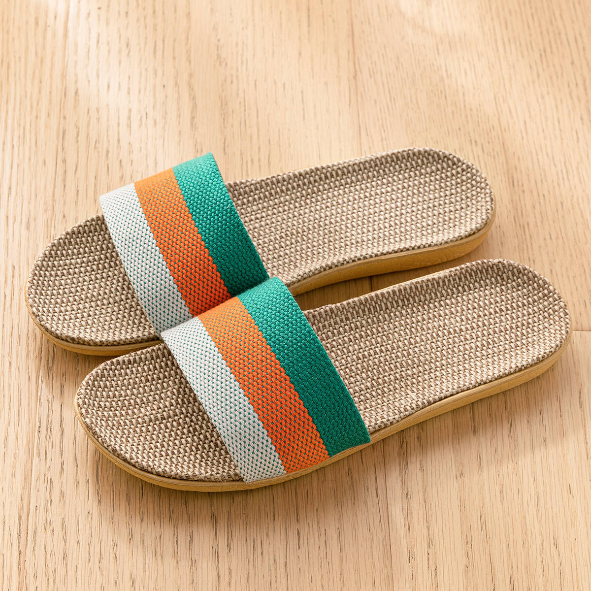 Stripe Linen Slippers