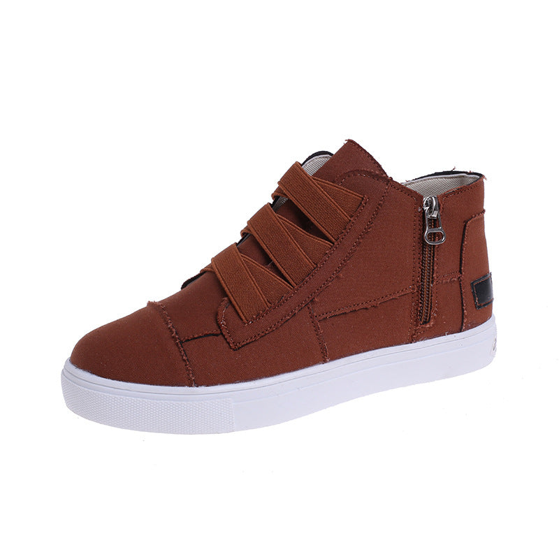 Side Zipper Canvas Wedge Walking Sneakers