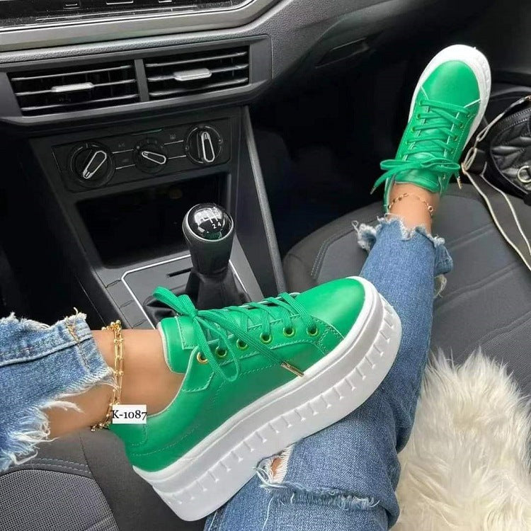 Chunky Heel  Lace-up Sneakers