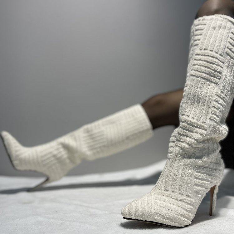 Pointed Toe Thermal Towel Boots