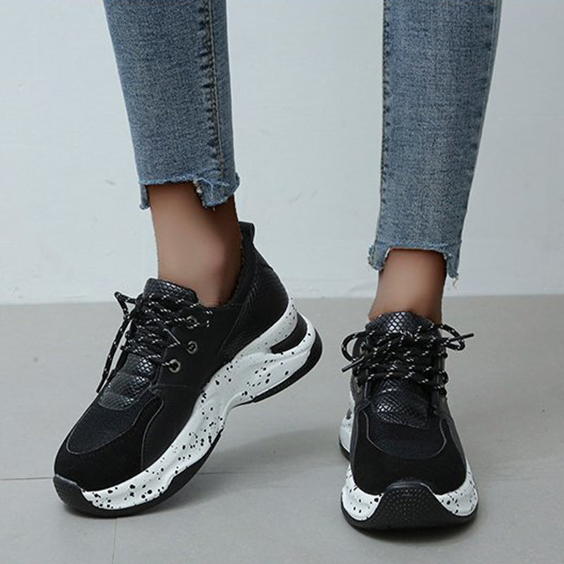 Leopard Print Lace Up Sports Sneakers