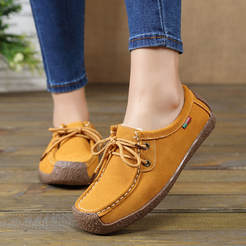 Frosted Lace-up Flat Sneakers