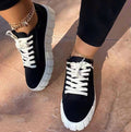Lace-up Canvas Round Toe Platform Sneakers