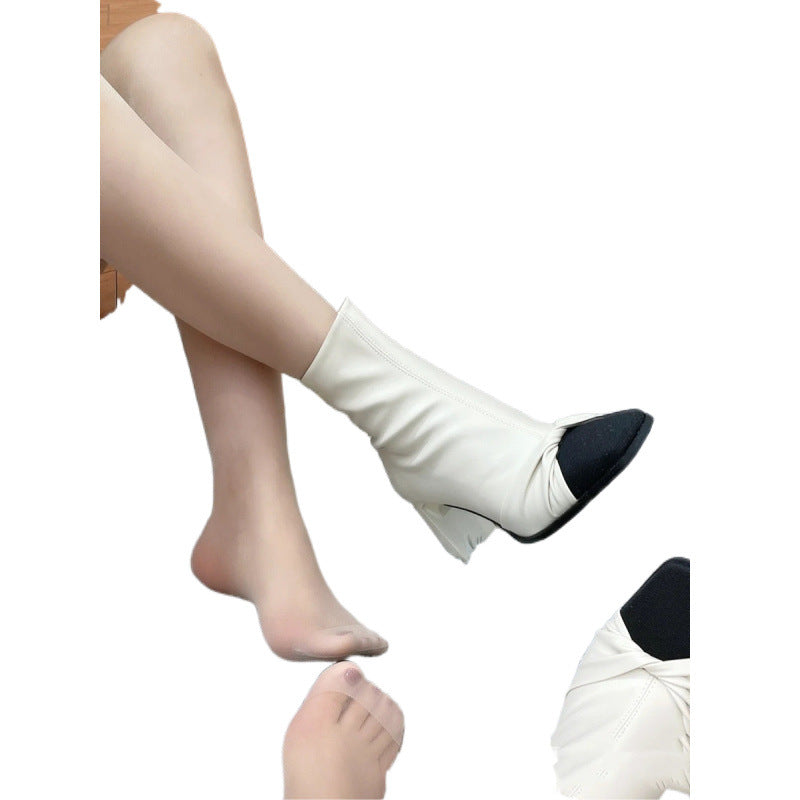 White Chunky Bow Boots