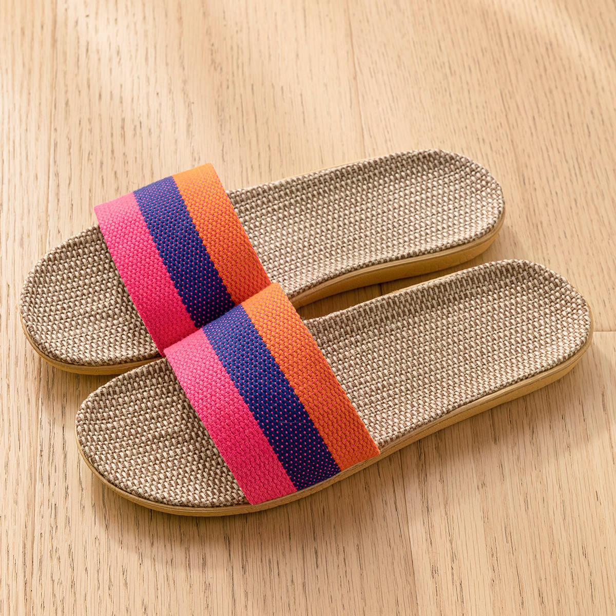 Stripe Linen Slippers