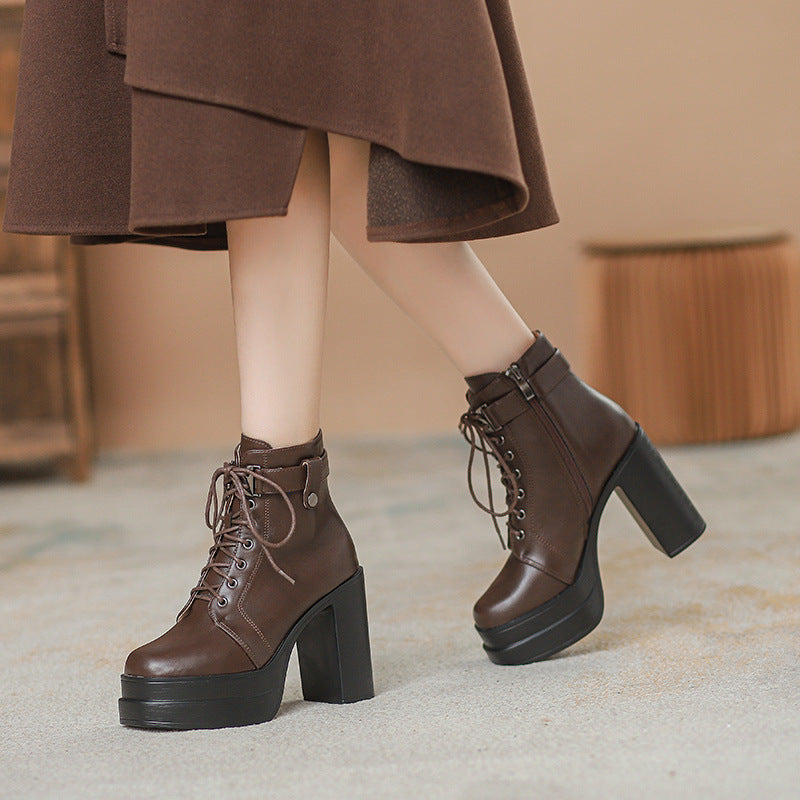 Short Platform Thick High Heel Boots