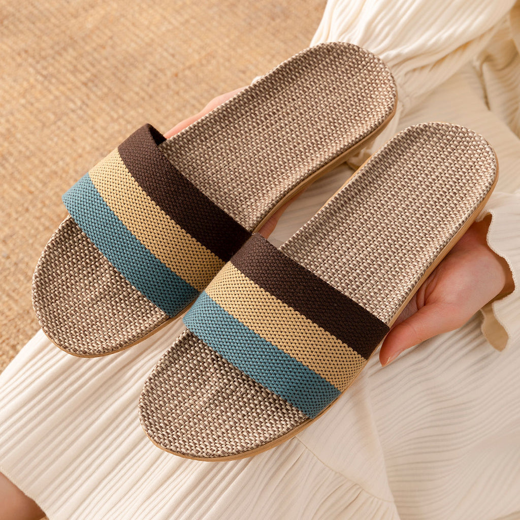 Stripe Linen Slippers