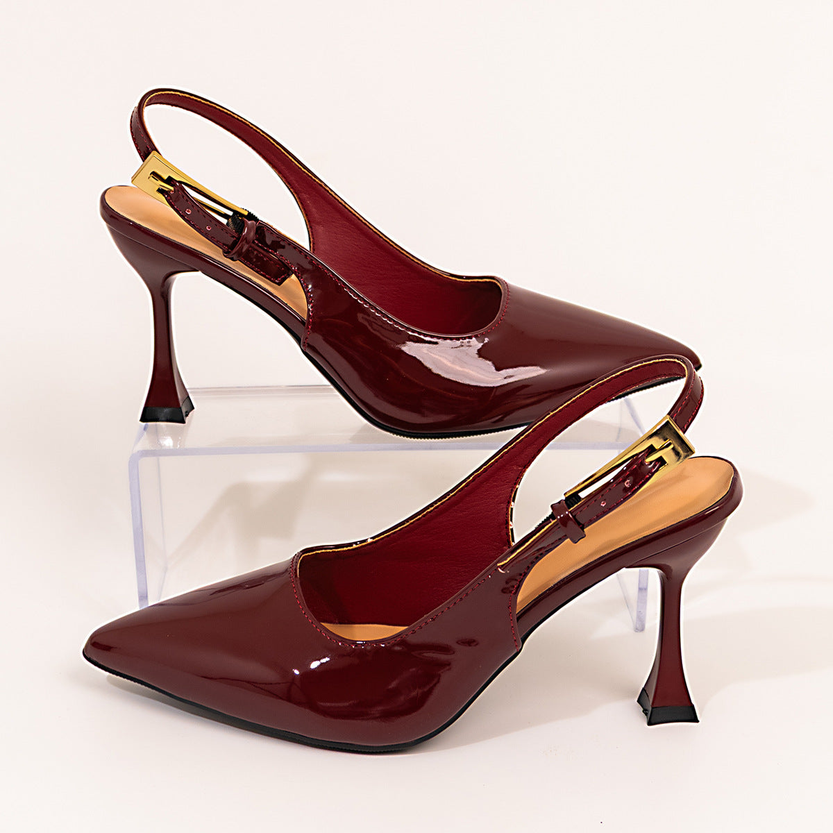 Back-Strap Closed-Toe High Heels