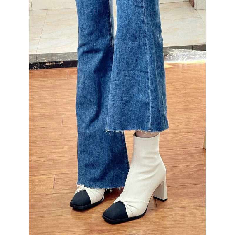 White Chunky Bow Boots