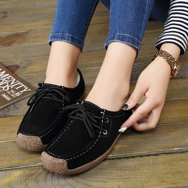 Frosted Lace-up Flat Sneakers