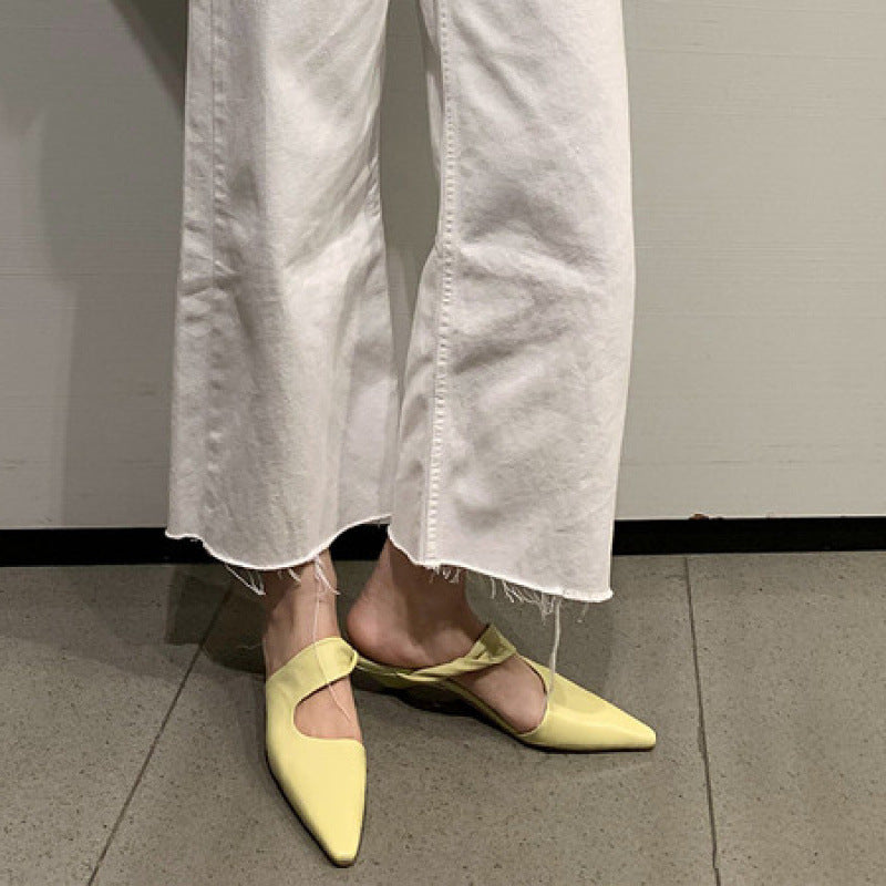 Vintage Style Pointed Toe Single Strap Flats