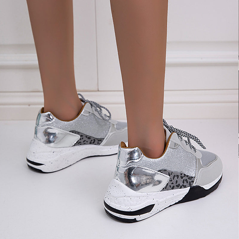 Lace Up Wedge Walking Sneakers