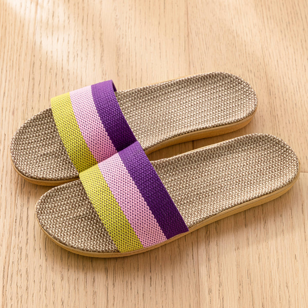 Stripe Linen Slippers