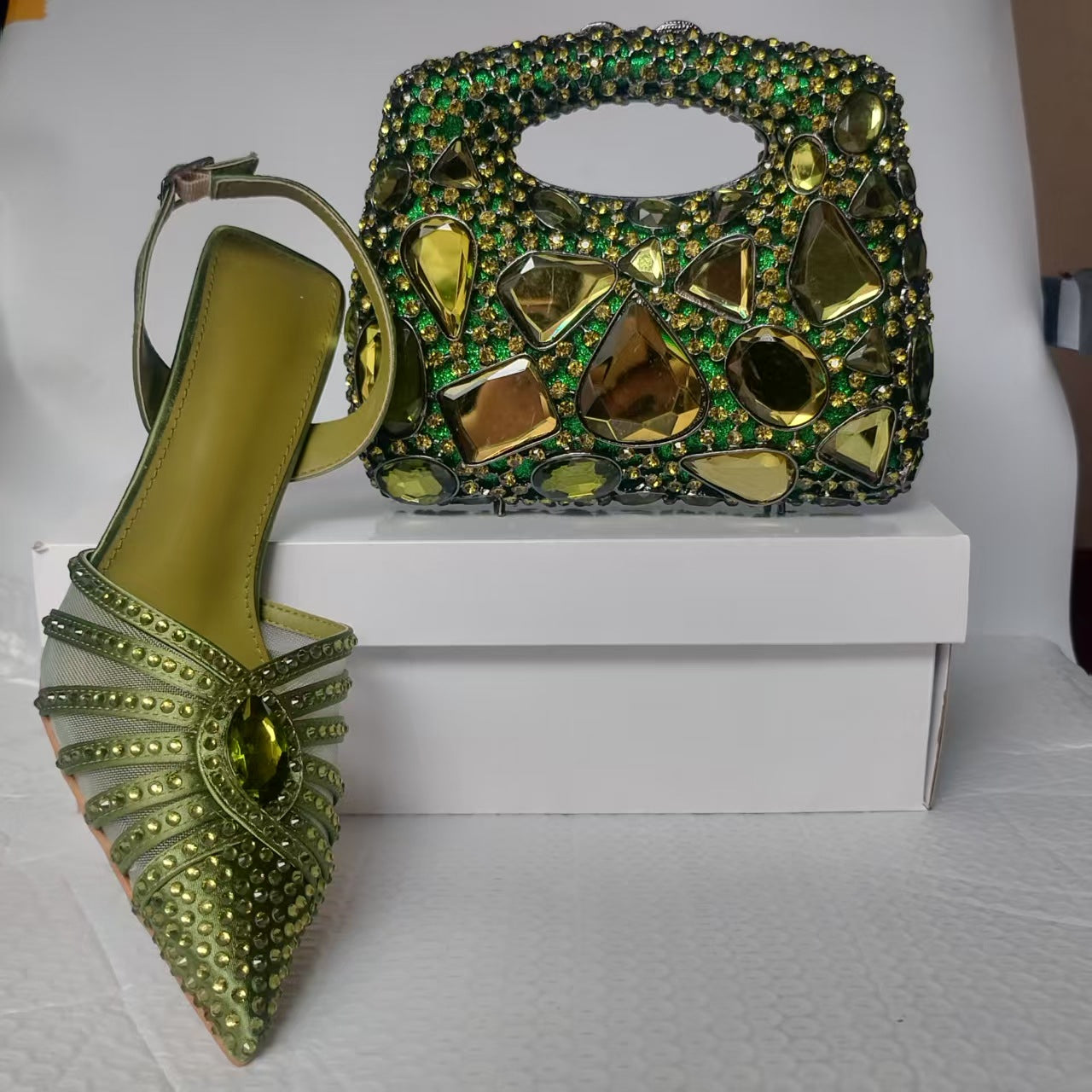 Crystal Rhinestone Pointed-Toe Flats