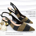 Stripe Rhinestone Pointed-Toe Mid Heels