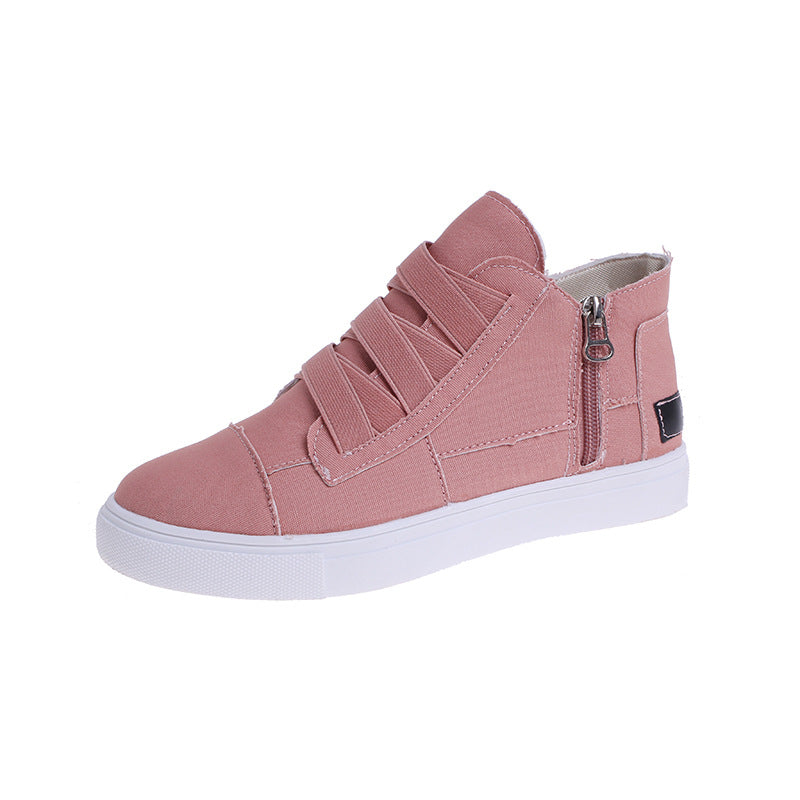 Side Zipper Canvas Wedge Walking Sneakers