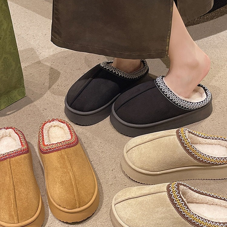 Suede Stitch Cotton Slippers