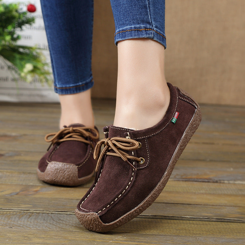 Frosted Lace-up Flat Sneakers