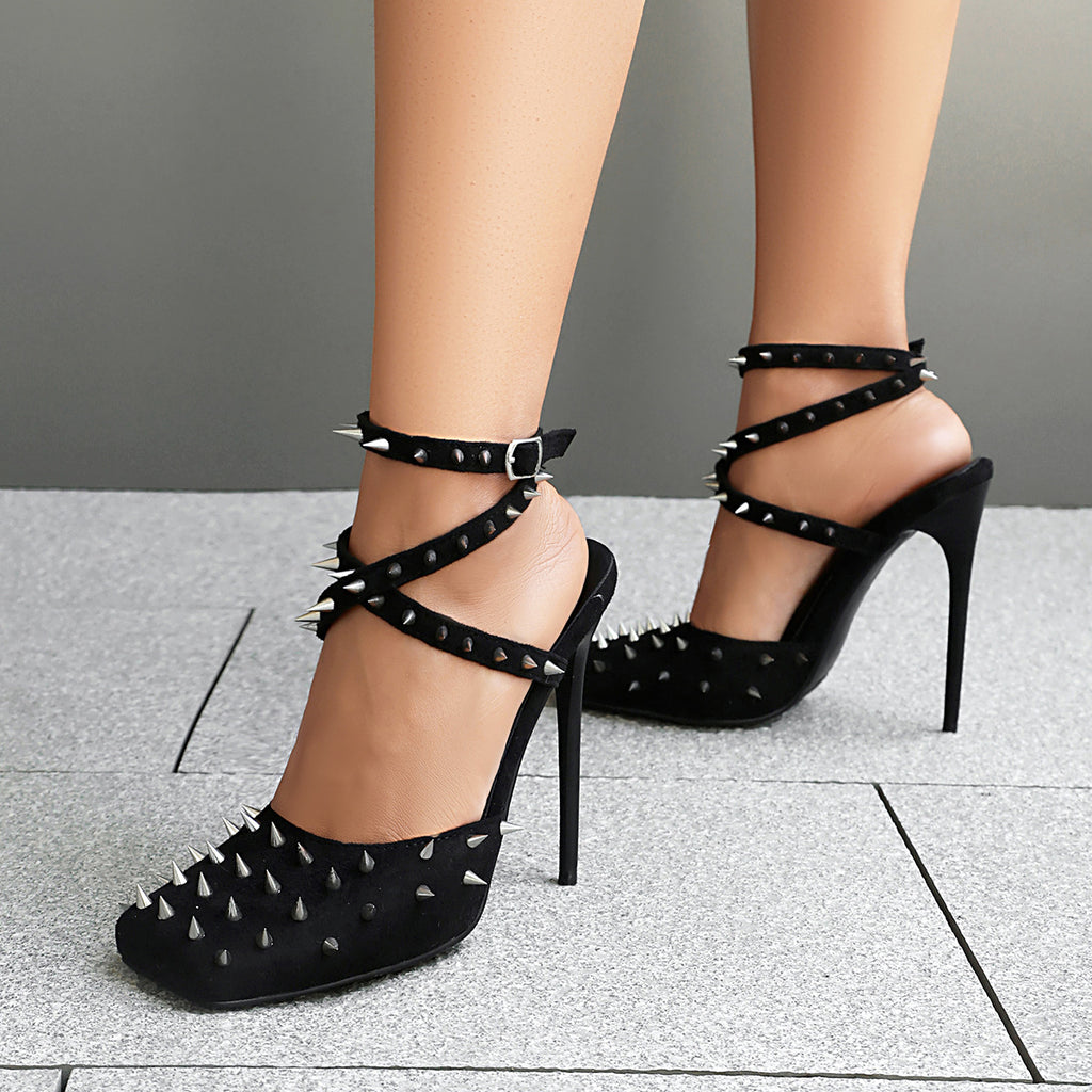 Rivet Closed-Toe Stiletto-Heels