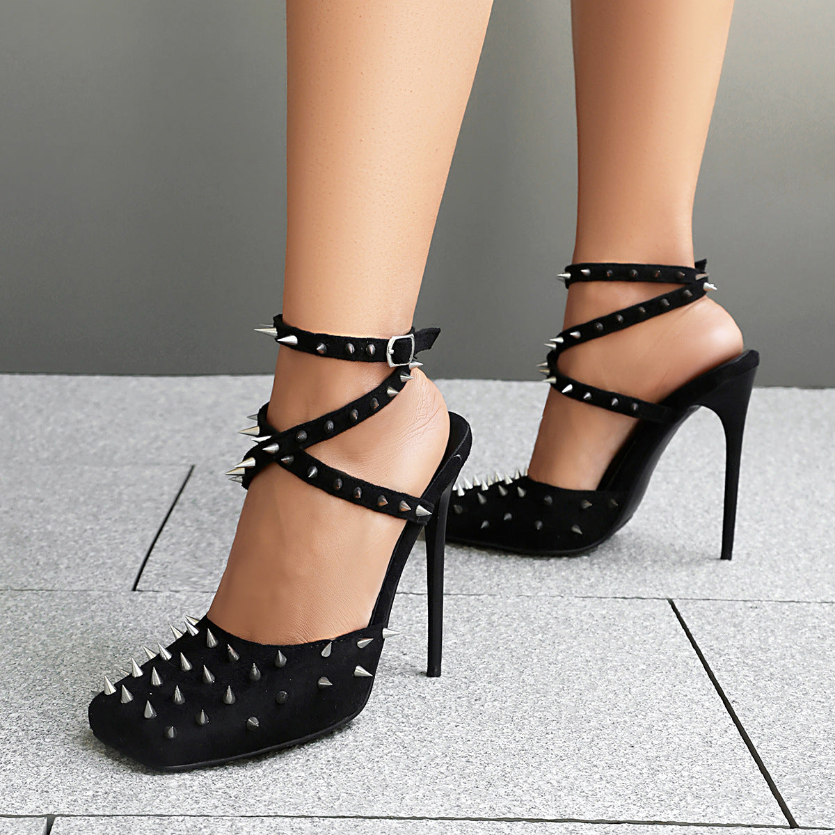 Rivet Closed-Toe Stiletto-Heels