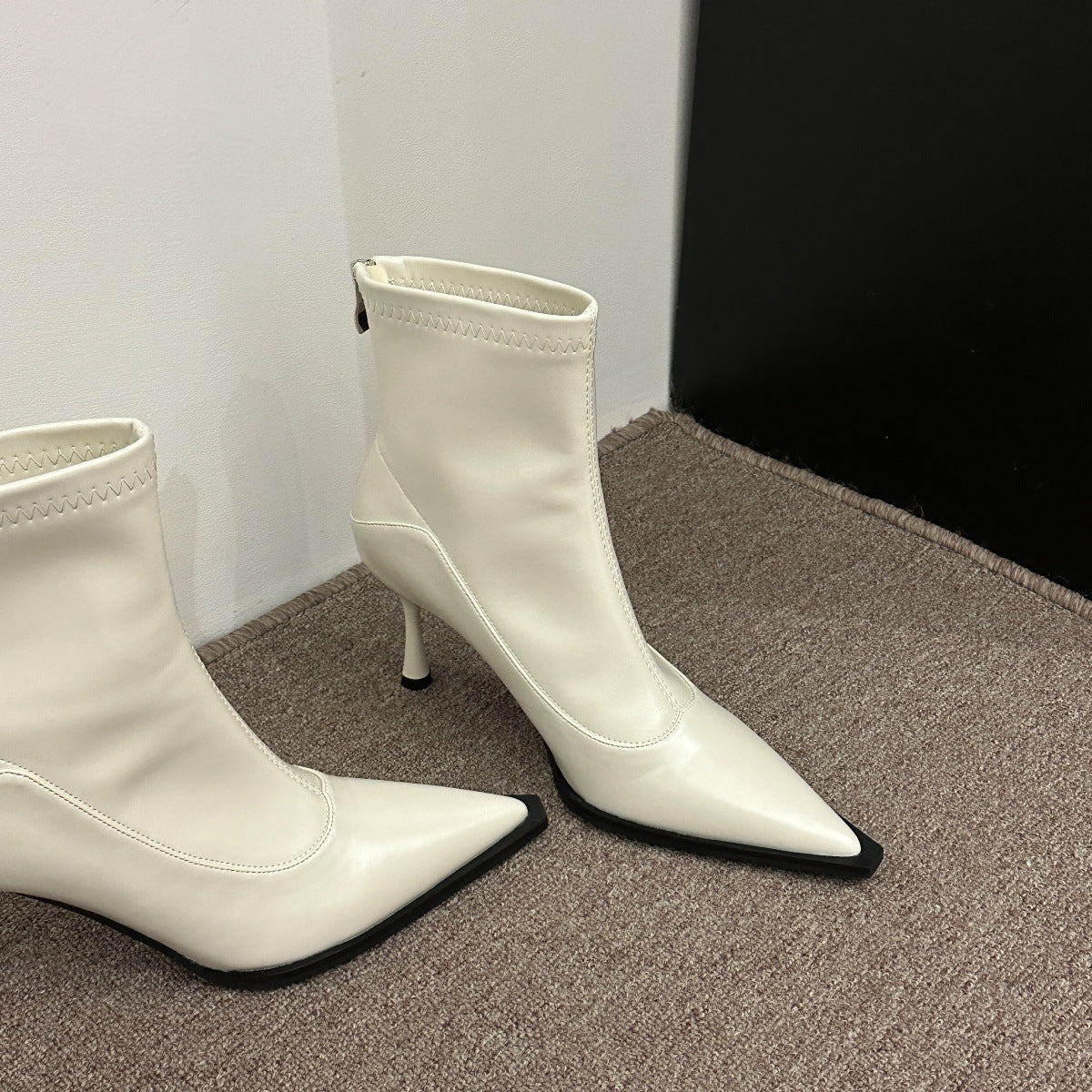 Pointed-Toe Soft-Leather Ankle Boots
