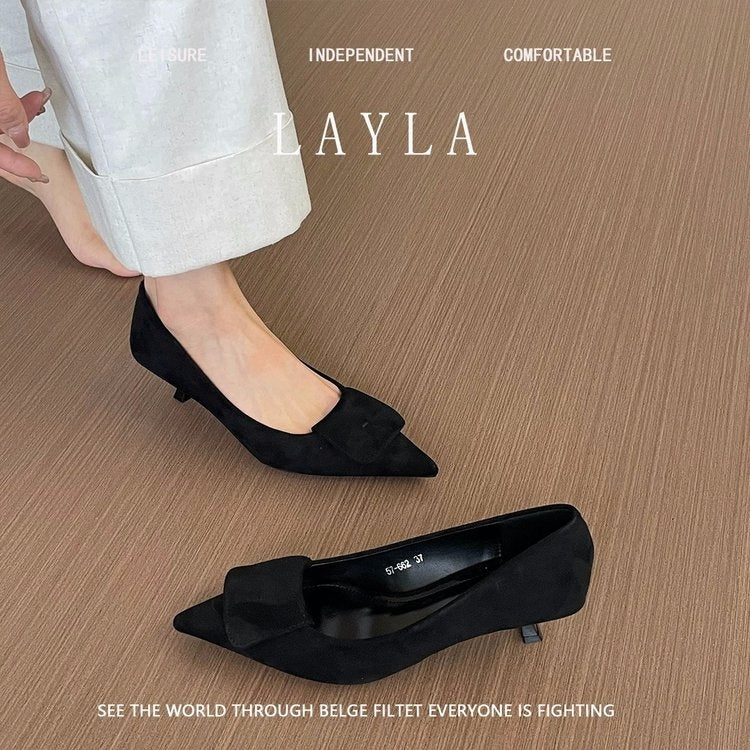 Velvet French Pointed Toe High Heels