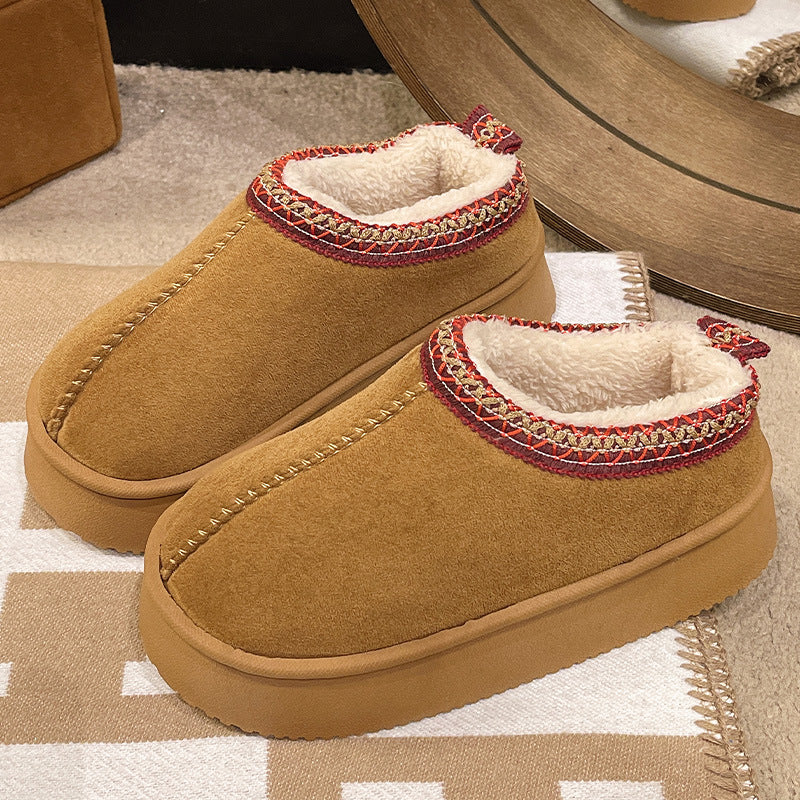Suede Stitch Cotton Slippers