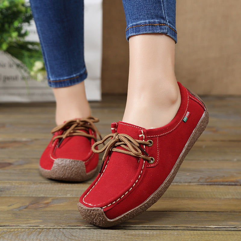 Frosted Lace-up Flat Sneakers