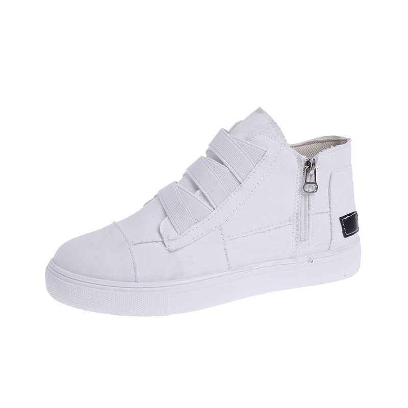 Side Zipper Canvas Wedge Walking Sneakers