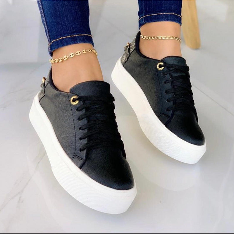 Flat Heeled Chain Lace Up Sneakers
